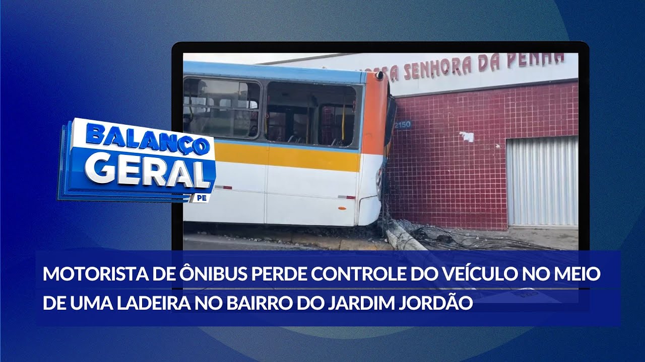 Motorista de ônibus perde controle do veículo, bater em postes e muro de escola em Jaboatão