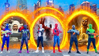 Wow, 6 Spider-Man Live In The Same House ?? Hey All Super Heroes, Go To Battle Neft Gun !!