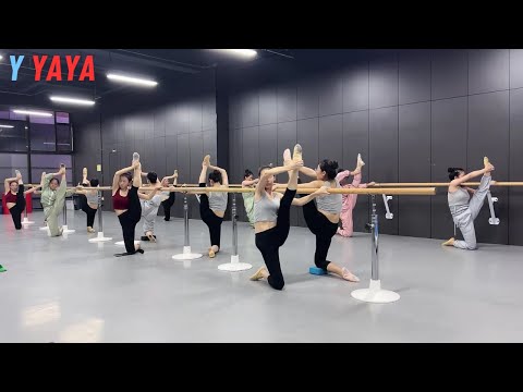 Leg and hip flexibility training in dance class: Everything is moving forward in effort.