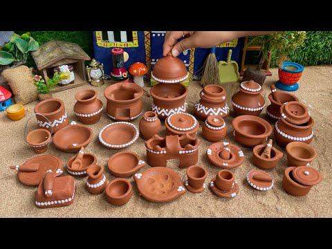 Miniature Clay Kitchen Set Unboxing l Mini Kitchen Set l Clay Pots l Mini Cooking Clay Kitchen Set
