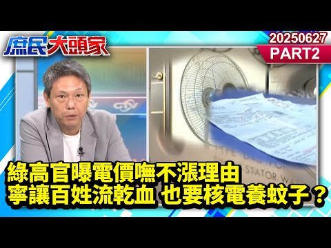 綠高官曝電價嘸不漲理由 寧讓百姓流乾血 也要核電養蚊子？《庶民大頭家》PART 2 20250627 #鄭麗文 #費鴻泰 #李勝峯 #謝寒冰@庶民大頭家​