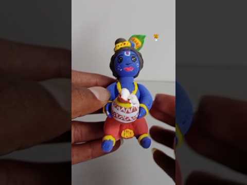 DIY Little Krishna Clay Art || How to Make Krishna Idol ❤️#shorts #viral #art #youtubeshorts #clay