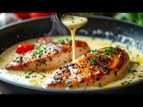 Better Than Restaurant Crispy Chicken in Creamy Garlic Parmesan Sauce.🍗🧄🧀