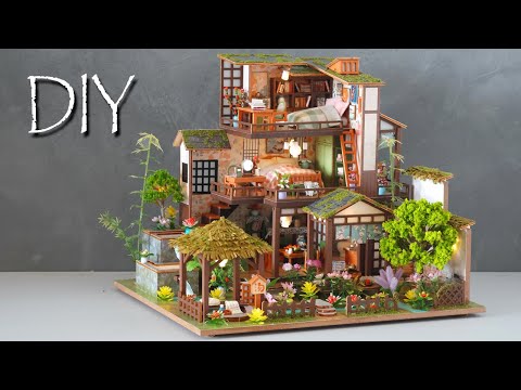 [4K] Bamboo Spring Courtyard || DIY Miniature Dollhouse Kit - Relaxing Satisfying Video