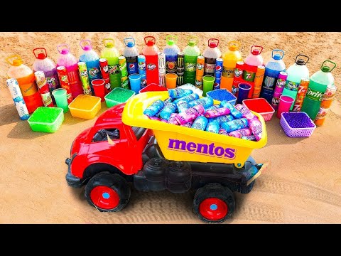 Marble Run Dump Truck with Mixed Mentos vs Coke Toothpaste Reaction