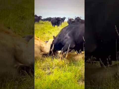Brave Buffaloes save their friend from Lions attack