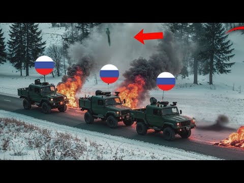 Ukraine FPV Crushes Russia: Large Epic Convoy, Drones and GMLRS Devastate Winter Assault