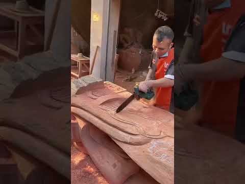 Wood carving crafts #rootcarvingtea table