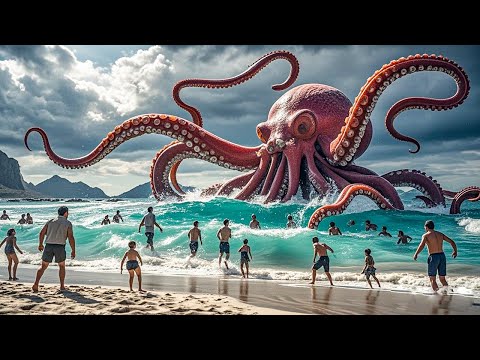 變異巨型章魚入侵人類鯊灘，鯊灘遊客慌亂逃跑！【大章魚 Big Octopus】丨驚悚 冒險 災難 #奇妙影视馆