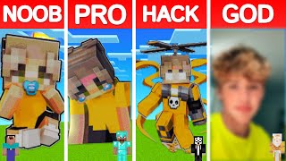 Minecraft CASH and NICO PIXEL ART BUILD CHALLENGE - NOOB vs PRO vs HACKER vs GOD