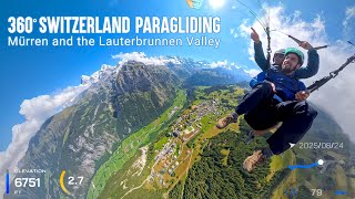 Paragliding in Switzerland over the Lauterbrunnen Valley (360 view)