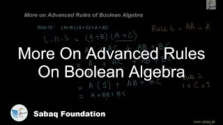 More On Advanced Rules On Boolean Algebra