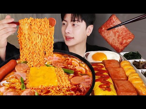 햄 소세지 잔뜩 넣은 부대찌개 먹방 !🔥 라면사리 스팸 계란말이 소세지 집밥 먹방 Budae jjigae Ramyeon mukbang asmr