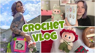 unboxing & crocheting a labubu + finishing patterns 🧶✨ | crochet vlog |