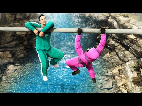 GTA 5 Squid Game Team Crazy Water Ragdolling and Jumps! (No godmode)