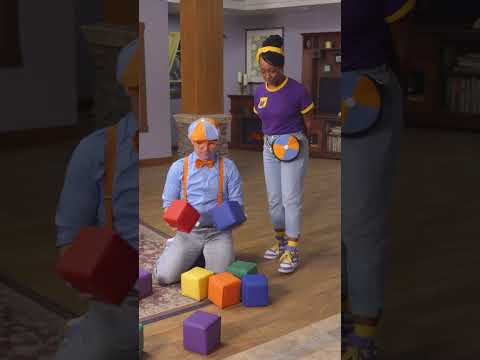 Meekah BROKE Blippi's RAINBOW Tower 🌈 | #shorts #blippi #rainbow #tower #buildingblocks #meekah