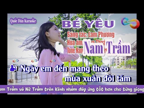 Karaoke Bé Yêu | Bossa Nova | Tone Nam Trầm (C#,Tp:117) | Quốc Dân Karaoke