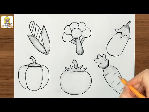 Learn To Draw Different Vegetables || 6 Types of Vegetables Drawing || Vegetable Chart