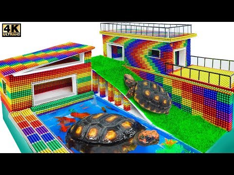 DIY - Build Modern Mansion With Fish Pond For Turtle From Magnetic Balls ( Satisfying )| Magnet ASMR