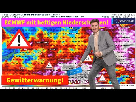 ECMWF mit "Land unter" - bis 200 Liter Regen? GFS macht mit, teilweise! Temperatur-Achterbahn!