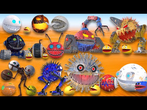 Pacman vs GIANT Enemies, Robots, Monsters & More - Ultimate Battle Compilation #20