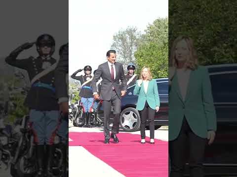 الرئيس ميلوني يلتقي بالامير قطر تميم بن حمد ال ثاني في فيلا دوريا بامفيلج في روما#شورت