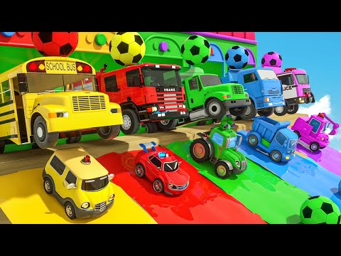 Old Macdonald Had A Farm, ABC Song - Excavator, Fire Truck, School Bus & More | Nursery Rhymes