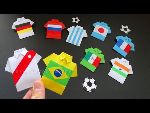 Origami Fussball Trikot basteln mit Papier. Hemd / Shirt falten 👕⚽ Vatertagsgeschenk & Deko