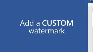 How to add a watermark in Word | how to insert a watermark in word