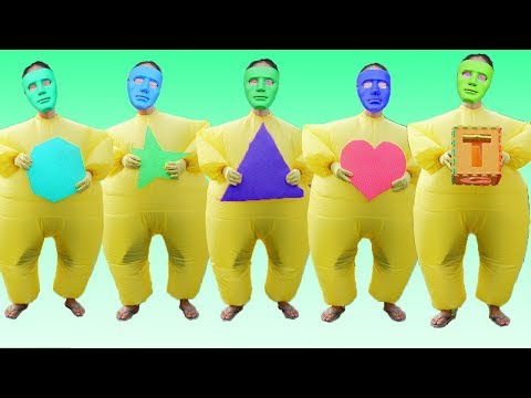 Five Little Monkey Jumping on the Bed with Shapes Colorful - Kinderlieder und lernen Farben