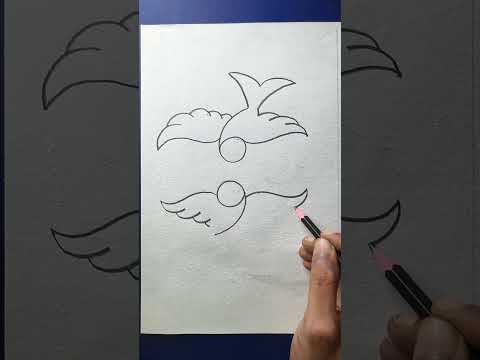 Simple two birds drawing with pencil