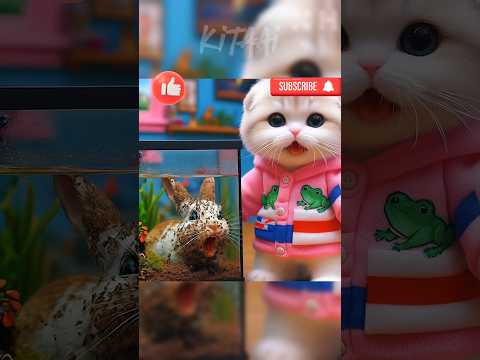 💥anak kucing memasukkan kelinci dalam aquarium‼️#kucing #kucinglucu#lucu#freepalestine