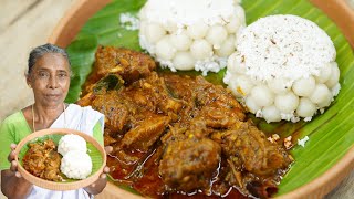 Kerala Style Mani puttu with Chicken Curry | Soft & Tasty steamed rice cake and chicken curry recipe