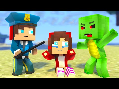 JJ Becomes A Baby Cop - Saves JJ GIRL - Minecraft animation