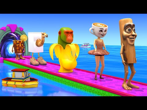 Long Slide Game With Cow Elephant Gorilla Hippopotamus Tiger 3d Animal Game Funny 3d Animals