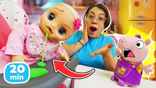 ¡Peppa ha olvidado lavar la fruta antes de dársela a Baby Alive!