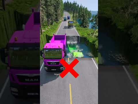Mixer Trucks vs Massive Water Pit #46 |#carsvswaterpit #doubleflatbedtrailertruckvsspeedbumps