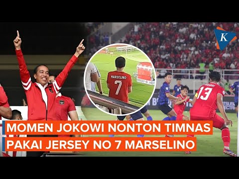 Momen Jokowi Nonton Timnas Indonesia Vs Laos di Manahan, Pakai Jersey Marselino