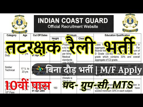 Coast Guard Recruitment 2024 Notification | Coast Guard New Vacancy | Bharti October Jobs | 10th