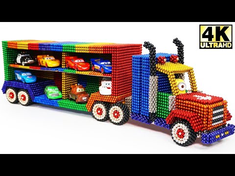 Bricolaje Cómo hacer un camión de transporte Lightning McQueen con bolas magnéticas ASMR