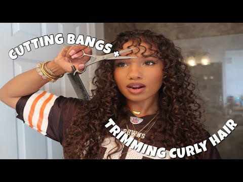 CUTTING BANGS + TRIMMING CURLY HAIR | 3A/B Curls