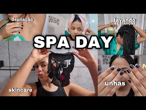 SPA DAY 💗🫧 depilei na cera pela primeira vez, lavando as tranças e skincare