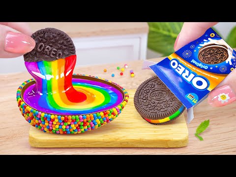 Mini Fantastic OREO Cake With Kinder Joy ✨Best Miniature Rainbow OREO  Cake Decorating Recipe🌈