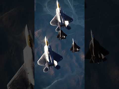 USAF F-22 Raptors force a pair of Russian SU-57 Felons to flee. #shorts #russia #usa