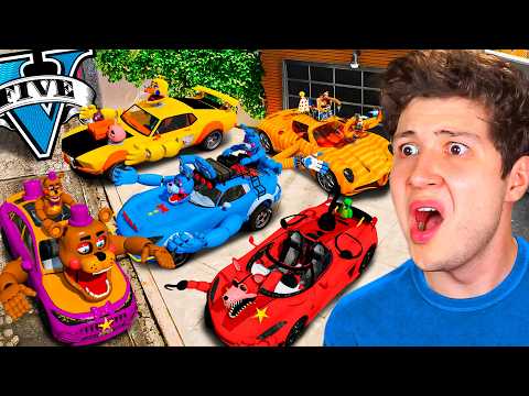 ROBANDO COCHES de FIVE NIGHTS AT FREDDY´S en GTA 5! 🚘🐻 (Mods)