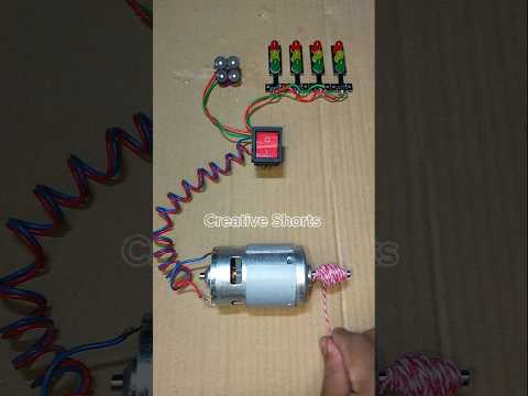Turning a 775 DC Motor Powering Into 4 Traffic Light and 4 Buzzers _ DC Motor #dcmotor #tech #shorts