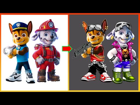 Chase Paw Patrol & Marshall Dress Up Gucci, Lv Clothes - Paw Patrol GLOW UP