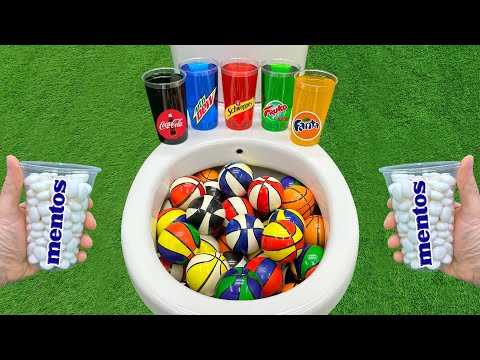 Basketball vs Coca Cola !!! Fanta, Mtn Dew, Fruko, Schweppes, Popular Sodas and Mentos in the Toilet