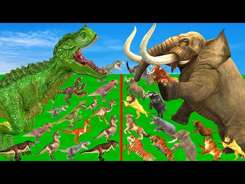 Dinosaurs vs Wild Animals Epic Battle - T-Rex/Tyrannosaurus Rex vs Modern Animals Revolt Battle Sim