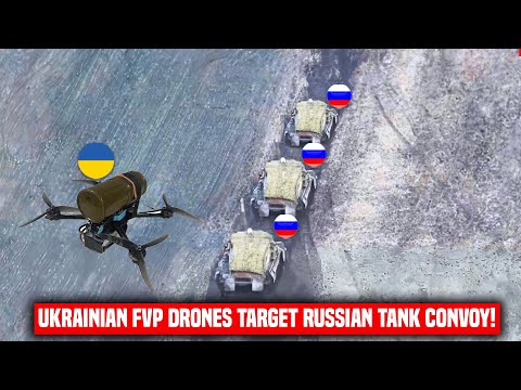 Ukrainian FPV Drones Hit Russia’s Largest Convoy in a Precision Strike – Entire Convoy Destroyed!